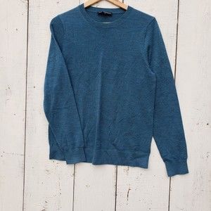 Katherine Barclay Mens Blue Merino Wool Pullover Crewneck Sweater Size M